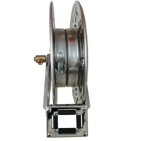Carretel en Acero inoxidable autoretractil. Sin manguera para 3000psi, con entrada y salida de 1/2". Capacidad para mangueras de: 1/2" hasta 15mts, 3/8" hasta 15mts, 1/4" hasta 15mts. - Imagen 3