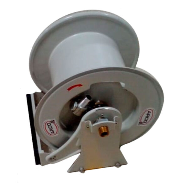 Carretel metálico autoretractil, sin manguera para 300psi, con entrada y salida de 1". Capacidad para mangueras de: 3/4" hasta 15mts y de 1" hasta 15mts. - Imagen 6